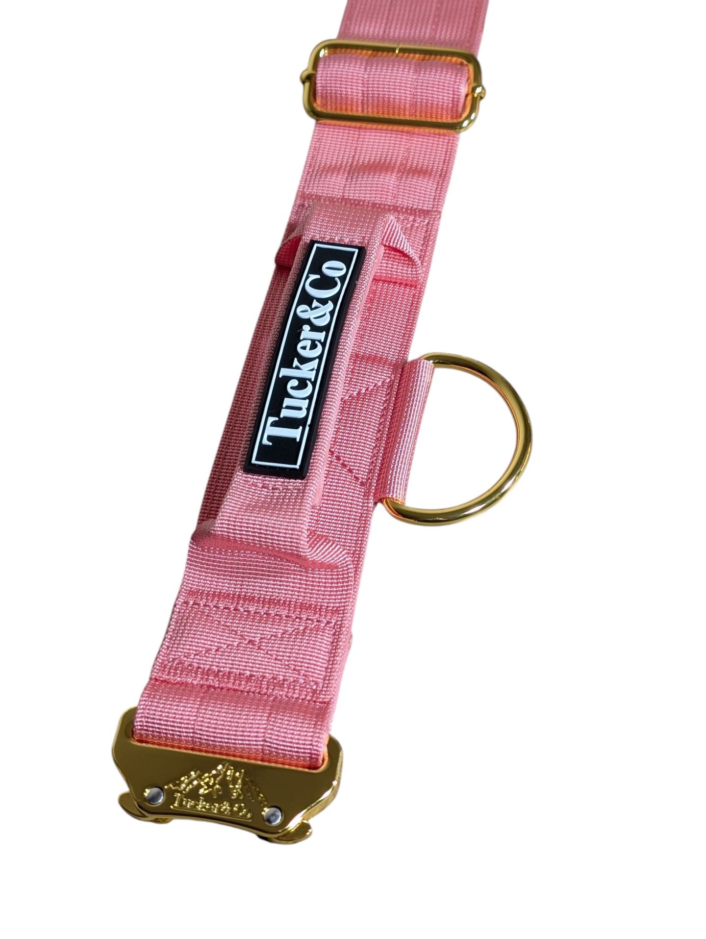 Tucker&Co London Tactical Collar with Handle in Soft Pink.